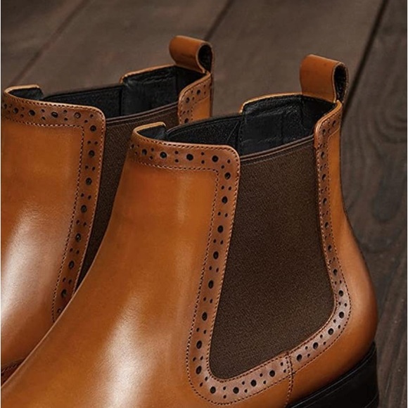 BRAND NEW MENS STYLISH BROWN FALL CHELSEA BOOTS NWT - Picture 6 of 7